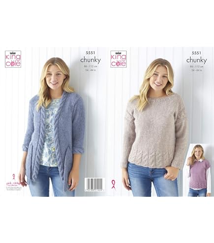 King Cole Modello 4834 - Cartamodello Maglione Donna A Righe In Cotone Bamboo DK - Taglie Busto 81-107 Cm