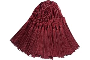 HETUYON 100pcs Silky Handmade Craft Tassels Mini Pendant for DIY Bookmark, Keychain, Garland, Graduation Cap, Curtains, Jewelry Making, Party Decoration, Sewing, Cushions and Home Decor (Wine Red)