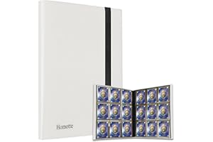 Homotte Trading Cards Binder, 9 Pocket Baseball Football Binder 360 Side Loading Trading Card Holder, Standard Size Card Organize Album for Sports TCG(BLACK) (white)