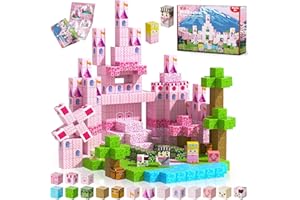 Annexfun Magnetic Building Blocks-100PCS Magnetic Blocks Cubes Tiles, Building Princess Castle Garden STEM Cubes Construction Toys for Kids Girls Ages 3 4 5 6 7 8 9 10 Birthday Gifts