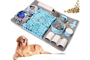 AgoKud Schnüffelteppich für Hunde - 10 Trainingselemente und 4 Schwierigkeitsstufen – Intelligenzspielzeug für den Geruchsinn deines Haustiers (Blau)