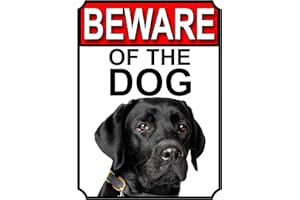 SHAWPRINT LIMITED BEWARE OF THE DOG METAL GATE SIGN BLACK LABRADOR 200MM X 150MM (1110H1)