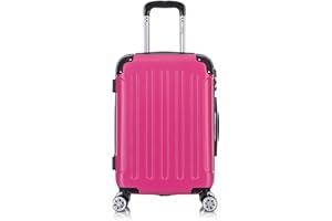 Flexot® Flex-2045 Handgepäck Kabinentrolley Koffer (16 Farben zur Auswahl) Zwillingsrollen Reisekoffer Bordcase Koffer Trolley Hartschale (M, Rose)