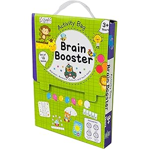 Brain Booster Activity Bag for Kids & Children |Set of 10 Books| Dot to Dot,Look & Find,How Many,Mazes,Difference,Reasoning,S