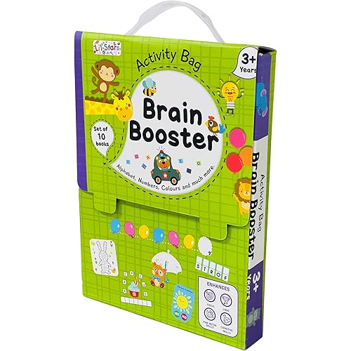 Brain Booster Activity Bag for Kids & Children |Set of 10 Books| Dot to Dot,Look & Find,How Many,Mazes,Difference,Reasoning,S