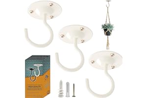 NACETURE Ceiling Hooks for Hanging Plants 3 Pack - Plant Hanger Indoor Hanging Hooks Metal Plant Bracket Iron Lanterns Hangers for Wind Chimes, Planters - Pack of 3 (White 3 Pack)