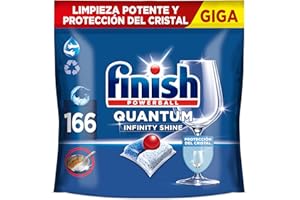 Finish Powerball Quantum Infinity Shine, pastillas para el lavavajillas, limpieza potente y protección del cristal, 166 Pastillas