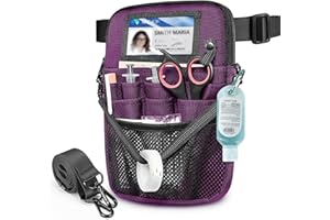 SITHON Marsupio da Infermiera con Supporto per Nastro, Multifunzionale Organizer Cintura Borsa per Infermieri, Multicompartimenti Tasche per Stetoscopi, Forbici, Bende, Accessori Medici, (Viola)