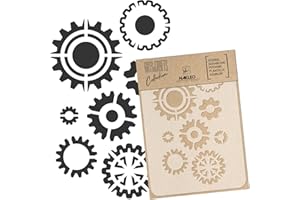 NL NAKLEO ART & WALL DECOR BRICOLAGE réutilisable pochoir en plastique / / A3 A4 A5 Engrenages d'usine / / Artisanat - Meubles - Scrapbooking - Découpage (A3)