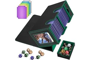 HIMOMO Deck Box para Magic the Gathering, Magic Commander Deck Box para más de 200+ cartas de TCG, Compatible con MTG, YGO, PTCG, con 2 divisores y 1 bandeja para dados(verde)