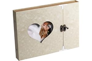 Firbon Album Scrapbook A4 with Gift Box Personalized DIY Memory Book Vintage Love Heart Black Pages Wedding Gift Guest Book(Beige)