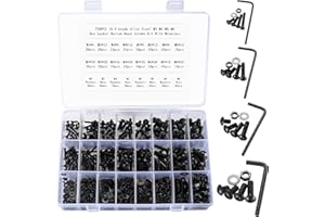 SYBDXJ 720 Pcs M3 M4 M5 M6 Nuts and Bolts Set, Black Bolts and Nuts Set, Round Head Hexagon Socket Head Screws Bolts and Nuts and Washers Kit, Hex Machine Screws Assortment Kit