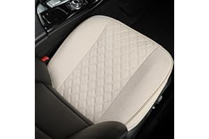 GIANT PANDA Funda de asiento de coche de lona antideslizante para el 95 % de los vehículos, con diseño de rombos (beige, 1 unidad)