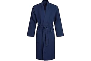 Morgenstern Bademantel Herren Leichter Waffelstoff aus 100% Baumwolle Waffelpique Morgenmantel
