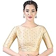 Studio Shringaar Women Cotton Silk Silky Brocade Readymade Elbow Length Sleeves Saree Blouse Choli