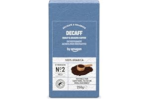 by Amazon Caffè Decaffeinato macinato, tostatura chiara, 1kg, 4 confezioni da 250g - Certificato Rainforest Alliance