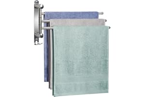 JSVER Porte-Serviettes avec 3 Barres 180°Rotatives en Acier Inoxydable SUS304 Porte Serviette Murale Sèche-Serviettes pour Salle de Bain Cuisine Lavabo-Argent