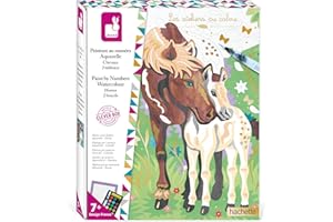 Janod - Estuche Pintura Por Números Caballo - 2 Cuadros - Acuarela - Les Ateliers du Calme - Manualidad Creativa - A Partir de 7 Años, J07953