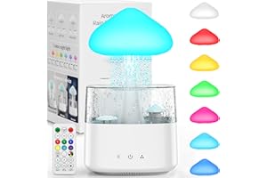 SMINIKER Regenwolken Luftbefeuchter 450ML Humidifier mit Fernbedienung mit 7 Farben Aroma Diffuser Weißer Lärm-Regentropfen-Luftbefeuchter für Schlafzimmer