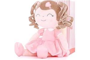 Gloveleya Baby Doll Gifts Plush Curly Girl Toys with Love 16" Pink