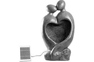 Gardenwize – Solar Powered Carved Lovers Garden Water Feature, No Running Costs – Weatherproof Polyresin with Built-In LED Light (GW471)