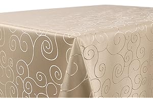 ‎BEAUTEX BEAUTEX Tischdecke Damast Ornamente - Bügelfreies Tischtuch - Fleckabweisende, Pflegeleichte Tischwäsche - Tafeltuch, Eckig 130x220 cm, Cappuccino