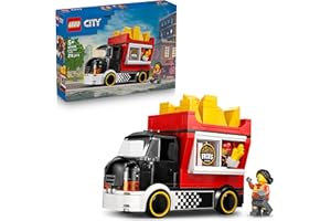 LEGO City Snackbar Truck Toy - Vehicle Building Kit for Children with Removable Toy Store, 2 Minifigures and Toy Food Accessories - Gift for Boys from 5 Years - 60488