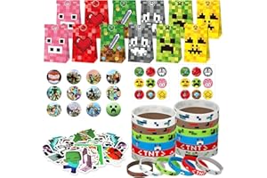 FHINTORY 86PCS Videogiochi Miner Gadget Compleanno Bambini, Decorazione Per Feste a Tema Miner Gamer, Gadget Compleanno Bambini Kit, Accessori Festa per Bambini Miner Gaming Gadget Party Festa Bomboniere