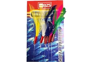 BZS Paquetes de Aparejos de Plumas de caballa de Colores Señuelos de caballa con 5 Ganchos en Cada Paquete (5 Packets)