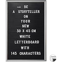 Relaxdays Letterboard mit Rahmen, 145 Buchstaben, Zahlen & Sonderzeichen, XL Rillentafel zum Stecken, 30 x 45 cm, silber