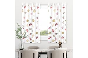 HOMEYA - Cortina Cocina Translúcida 100x140cm - Visillo Transparente Estampado para Ventana, Marco de Puerta - 2 Unidades