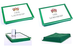 OPTIMAL PRODUCTS Lap Tray Serving Bean Bag TV Bed Soft Cushion Padded His Lordship & Her Ladyship (Set of 2)