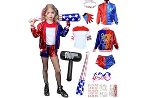 CHOUGLOW Quinn Kostüme,Mädchen Bösewicht Suicide Kostüm Mädchen Cosplay Costume für Halloween Weihnachten Karneval Joker Cosplay