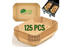 RECKNEY Wkładki do frytkownicy powietrznej Ninja Dual, AF300 AF400 AF451,akcesoria, jednorazowa wkładka z papieru pergaminowego, kompatybilna z frytkownicami Ninja, Salter, Tower i innymi 2 szuflady