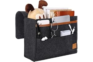 MAOXINTEK Organizer na wózek, kieszeń na łóżko, filcowy kosz na łóżko, kieszeń na telefon, pilot, gazeta, długopis, czasopisma, okulary, ciemnoszary