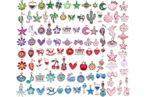 Maslasee Charms for Jewellery Making, 100PCS Mixed Bracelet Charms for Jewelry Making, Bracelet - Enamel Painted Metal Alloy for DIY Jewellery Making Supplies, Necklace, Earrings, Keyring Crafting