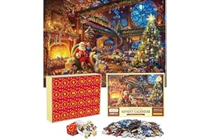MEIRRAI Calendario Adviento, Puzzle 1000 Piezas, Calendario de Adviento 2024, Cuenta Regresiva Hasta Decoracion Navidad para Niñas Niños, Regalo Juguetes