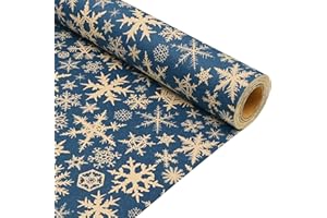 QRTDXP Blue Christmas Wrapping Paper,43cm*12m Snowflakes Gift Wrapping Paper Roll Suitable for Packing Christmas Party Present Winter Festival
