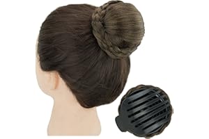 IMISSU Pleciony Kok Pączek do włosów tancerza Treski Chrupki Peruka z pazurami z kok updo na wesele (M4 Mieszać Brązowy)