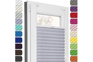 Estika® Plissee ohne Bohren, Premium Klemmfix - 40cm Breite x 50cm Höhe - Grau-violett - Metal pliseehalter ohne Bohren, Modern sichtschutz für Fenster, Jalousien Fenster ohne Bohren
