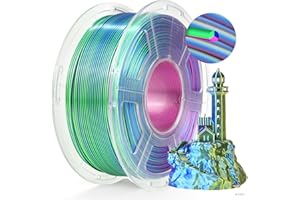 ‎TECBEARS TECBEARS Jedwabny filament PLA 1,75 mm 1 kg, jedwabny trójkolorowy filament PLA drukarka 3D, z jedwabiście gładkim wykończeniem, dokładność wymiarowa +/- 0,02, szpula 1 kg, niebiesko-zielony jedwab