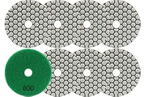 Disque Diamant de Polissage LEKOMESH - 8pcs 100MM #800 Sec Tampon de Polissage pour Granit Marbre Pierre Artificielle Quartz,pour Meuleuse ou Polisseuse