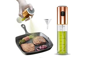 Uxoai Oil Sprayer for Cooking, Olive Oil Sprayer Mister, 100ml Olive Oil Spray Bottle, Air Fryer Vegetable Vinegar Oil Portable Mini Kitchen Gadgets for Baking, Salad, Grilling, BBQ, Roasting（Glass）