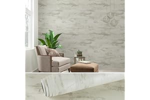 VEELIKE Carta Adesiva Effetto Cemento Grigio Chiaro 40cm x 900cm Pellicola Autoadesiva Cucina Carta da Parati per Camera da Letto Vintage Shabby Rotolo Adesivo per Mobili Impermeabile Soggiorno