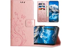 JZASES Hülle für Samsung Galaxy A21S, PU Leder Handyhülle, Klappbar Prägung Brieftasche Stoßfeste Schutzhülle Kompatibel mit Samsung A21S, Roségold