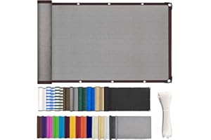 ZHhan Balcony Privacy Screen Wind and UV Protection Balcony Screening for Deck, Backyard, Patio, Balcony, Includes Cable Ties 8 Days Delivered 9 Colors 377 Sizes(0.9x6m,Grey)