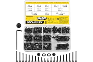 JOCAHULFX 810 Stück M3 Schrauben Set, Gewindeschrauben Muttern Unterlegscheiben Set, Zylinderschrauben mit Innensechskant Schrauben mit Muttern Set, Sechskantschrauben Maschinenschrauben Set