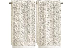 Artoid mode 2-pack beige 3D fiskben ränder 100 % bomull handdukar, 35 x 75 cm jacquard mjuk absorberande badrumsdekoration ba