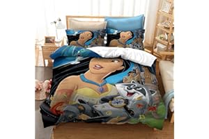 Goplnma- Princess Bettwäsche, ELSA Bettwäsche 3D-Druck, Rapunzel Kinder Bettwäsche, Snow White Bettbezug Cinderella, Mikrofaser,mit Kissenbezug (135x200cm,10)