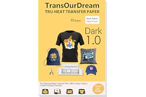 TransOurDream-Estilo clásico de Papel de Transferencia Para Camisetas y Tejidos Oscuros（A4x10 Hojas）Fácil de Usar, Compatible con Impresoras de Inyección de Tinta,ES-3-10
